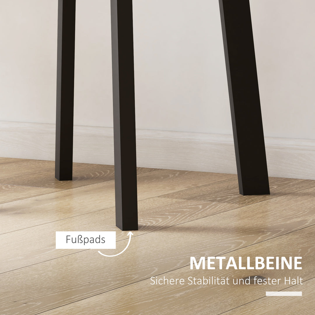 Spisebord til 2 personer, hvid bordplade, metalben med fodkapper, Ø72 x 75H cm, sort