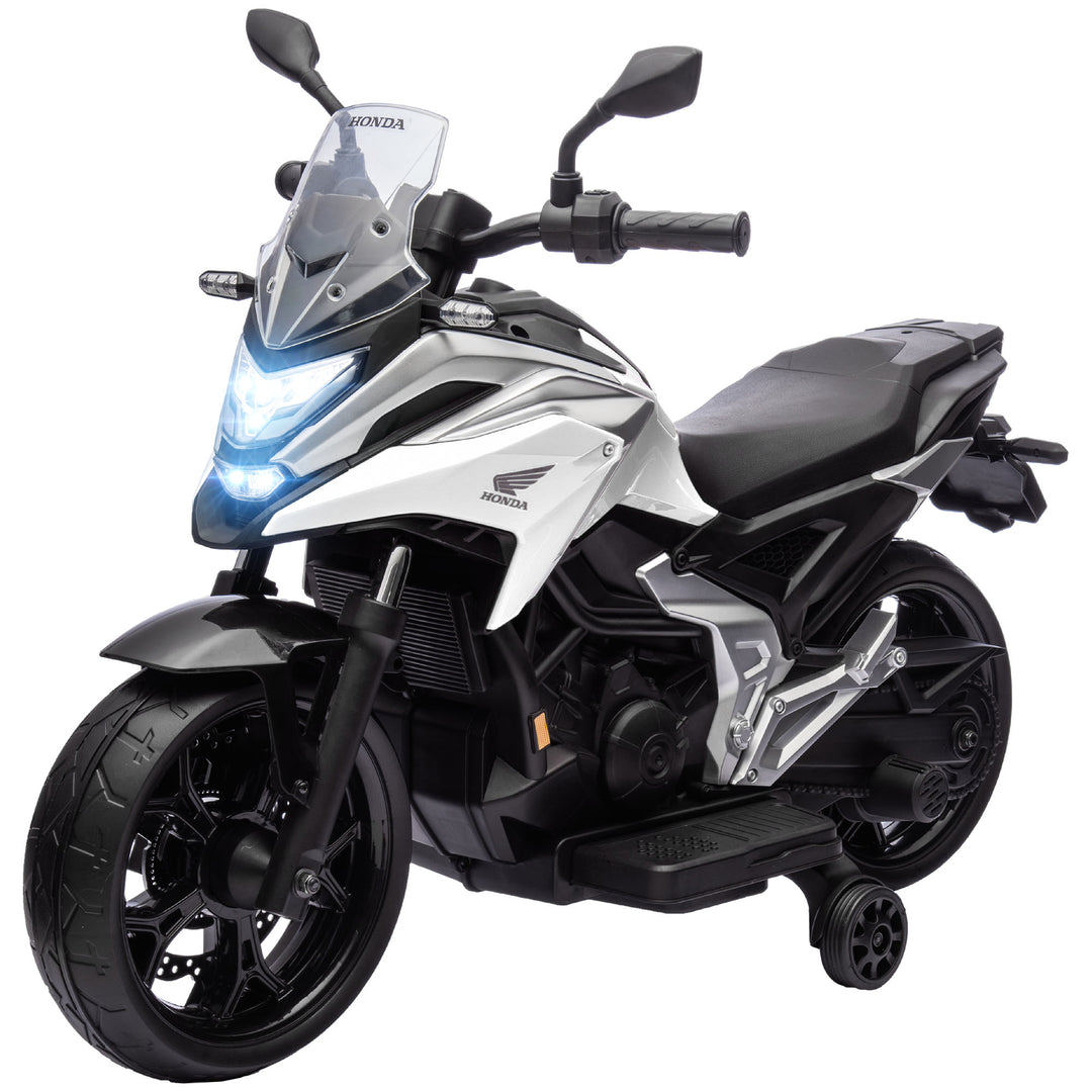 Elektrisk børnemotorcykel, Honda, 3 km/t, musik og lys, 3-6 år, op til 30 kg, hvid