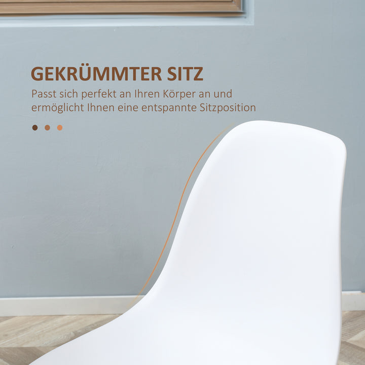 Spisestolesæt med 4, metalben i trælook, skridsikre fødder, op til 120 kg, hvid/trædekor