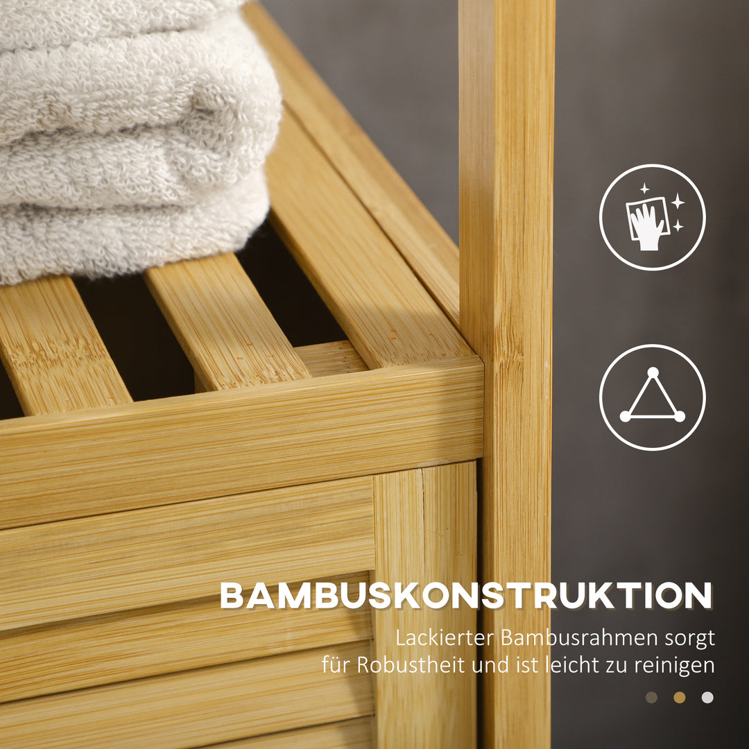 Badeværelsesskab/hylde, bambus, 1 hylde, 1 skab, 33 cm x 36,5 cm x 67 cm, naturlig