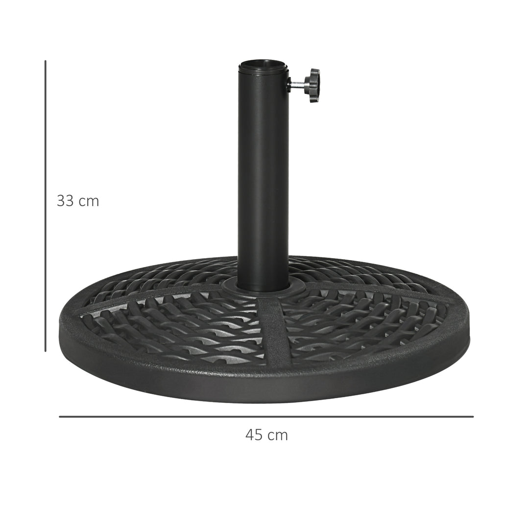 Beton parasolfod, parasolstativ med stålrør, rund parasolholder, til altan, terrasse, have, sort