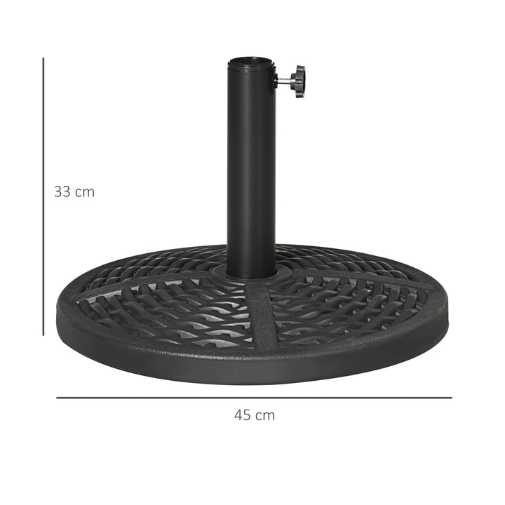 Beton parasolfod, parasolstativ med stålrør, rund parasolholder, til altan, terrasse, have, sort