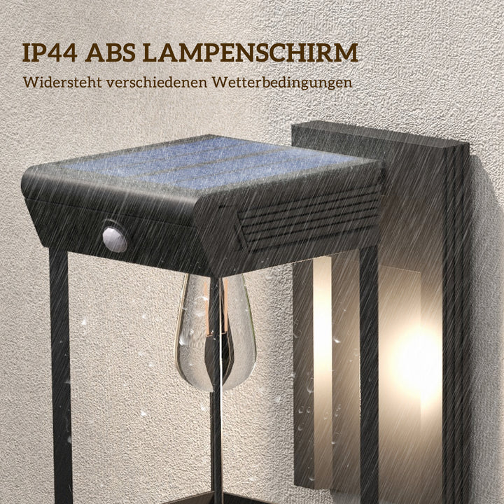 Havelampe med solcellepanel, udendørslampe, vejrbestandig, bevægelsessensor, 14 cm x 24 cm x 24 cm, sort