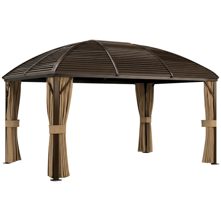 Havepavillon, festtelt, partytelt, 4 x dobbelte sidepaneler, vandtæt, 2 lanternekroge, ca. 4 x 3 x 2,8 m, brun