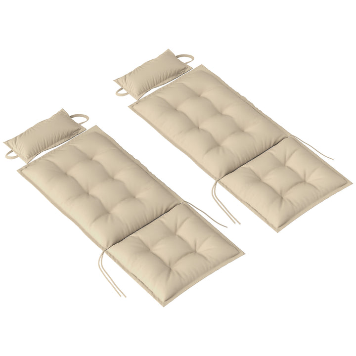Sæt med 2 hynder til liggestol, vandafvisende hynde til haveliggestol, hynde 50x116x5 cm, beige