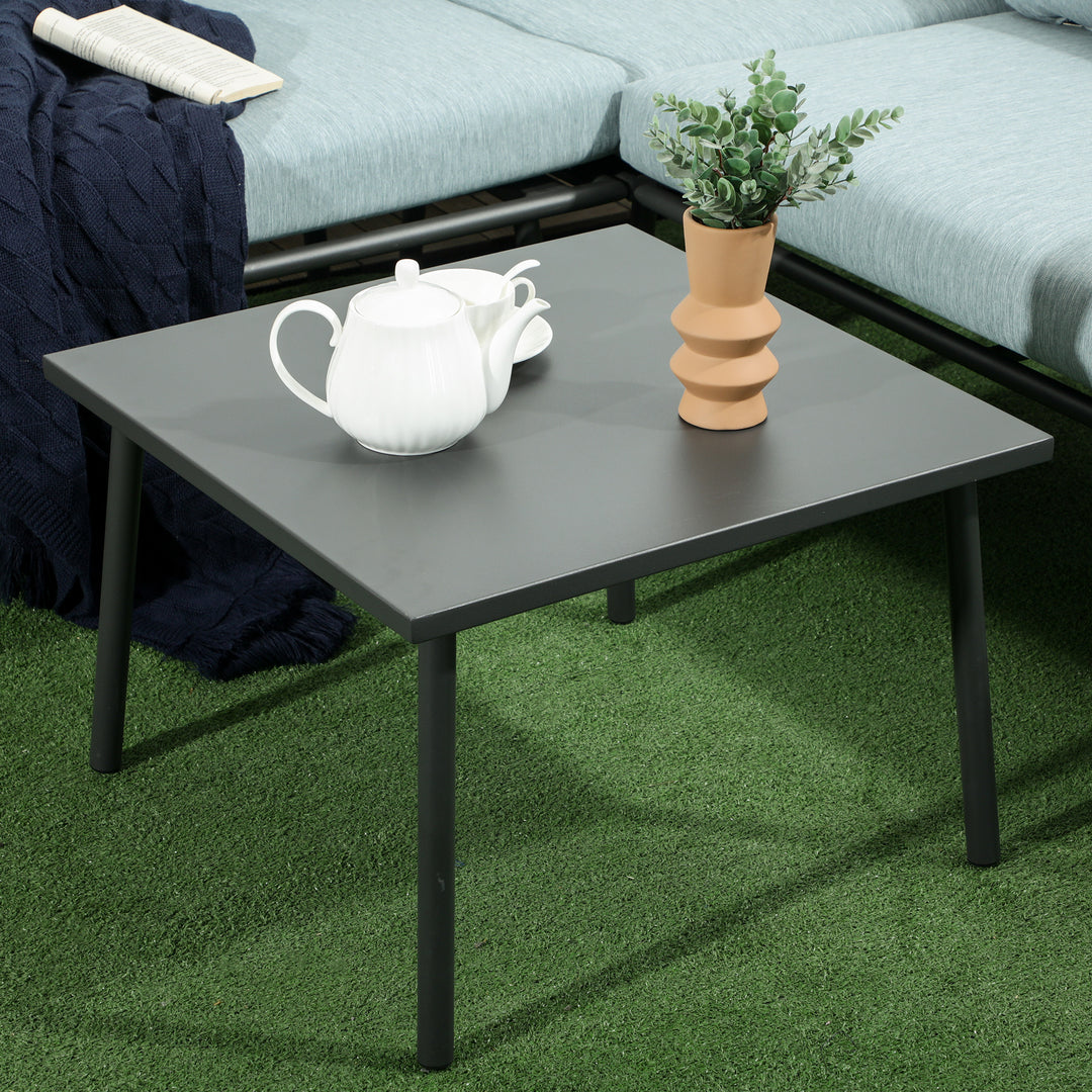 Rattan havemøbelsæt til 4 personer, siddemøbelsæt med hynder, aluminium, PE-rattan, polyester, til altan, grå