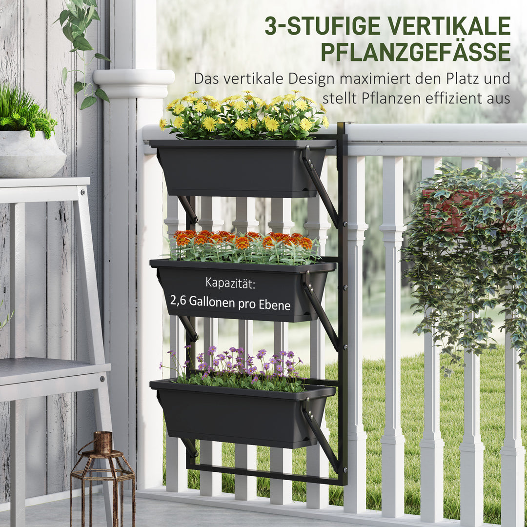 Sæt med urtepotter med huller, 56x42 cm plantepotter, firkantet plantepotte, plastik mørkegrå