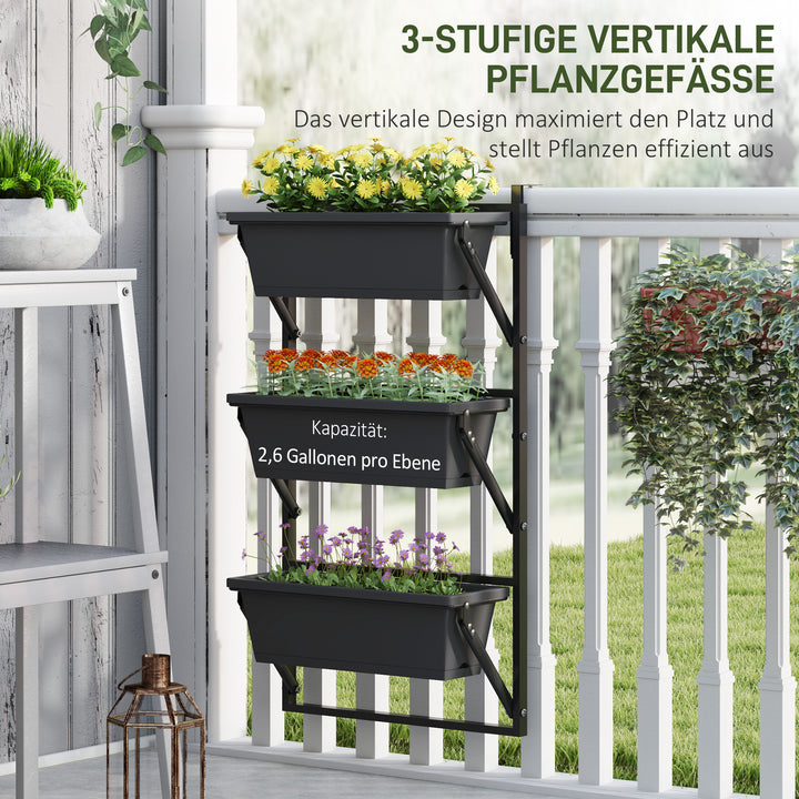 Sæt med urtepotter med huller, 56x42 cm plantepotter, firkantet plantepotte, plastik mørkegrå