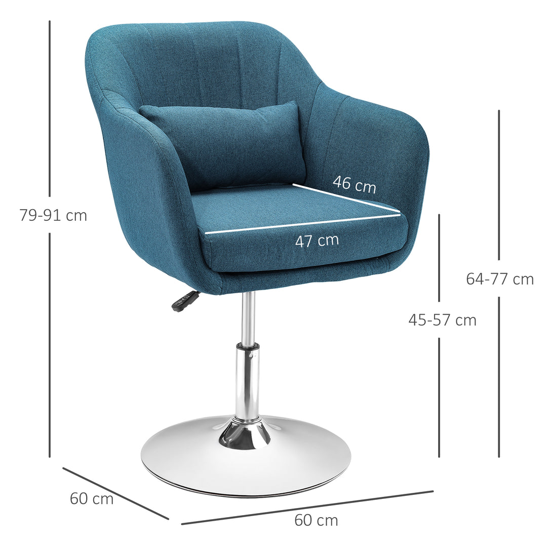 Drejestol, hørlignende polyester, metal, 60 x 60 x 79-91 cm, blå