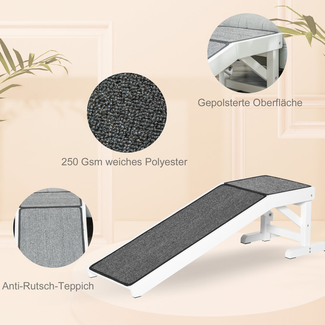 Dyrerampe med skridsikkert tæppe 125 x 40 x 35,5 cm fyrretræ