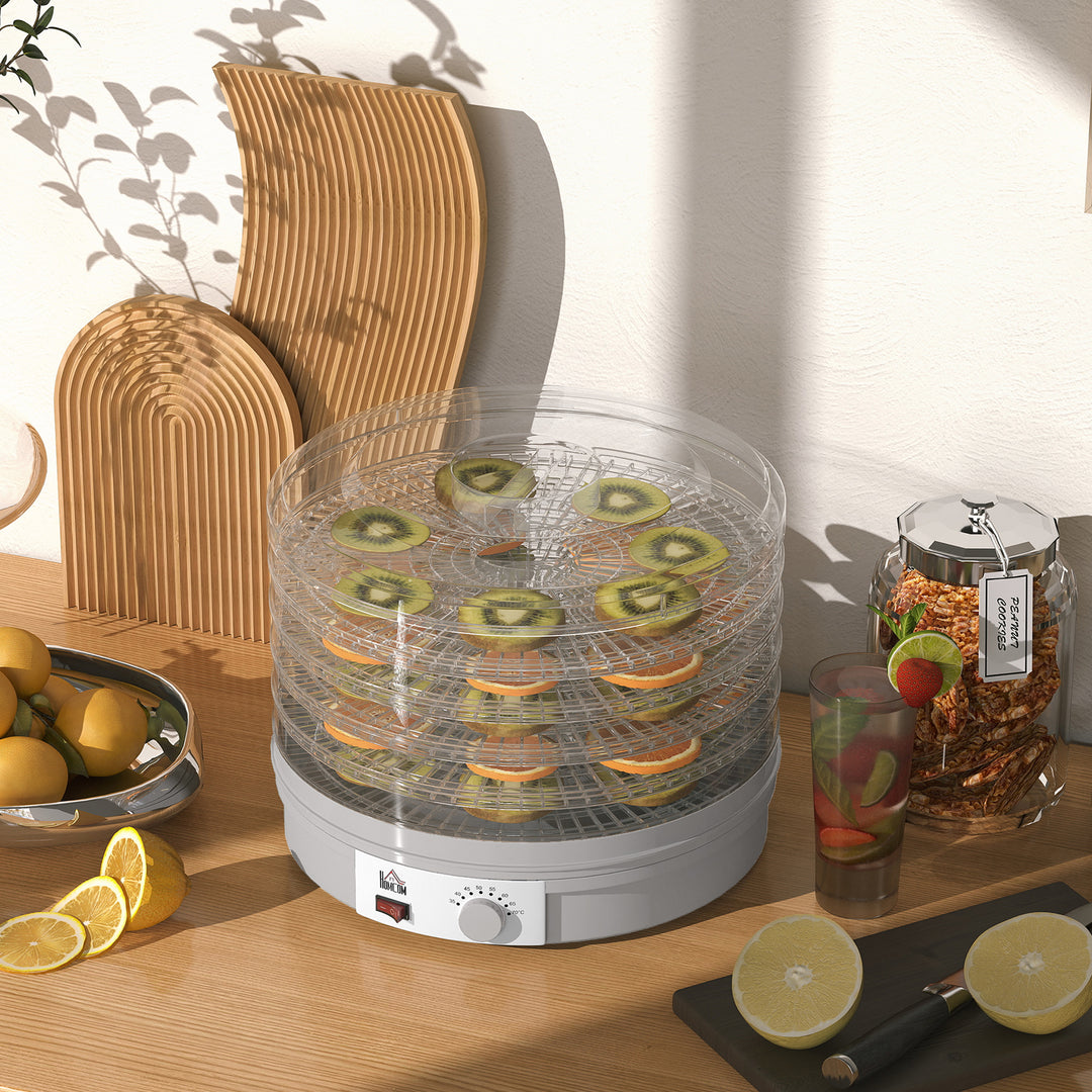 5-lags maddehydrator, 245W dehydrator med justerbar temperaturkontrol, grå