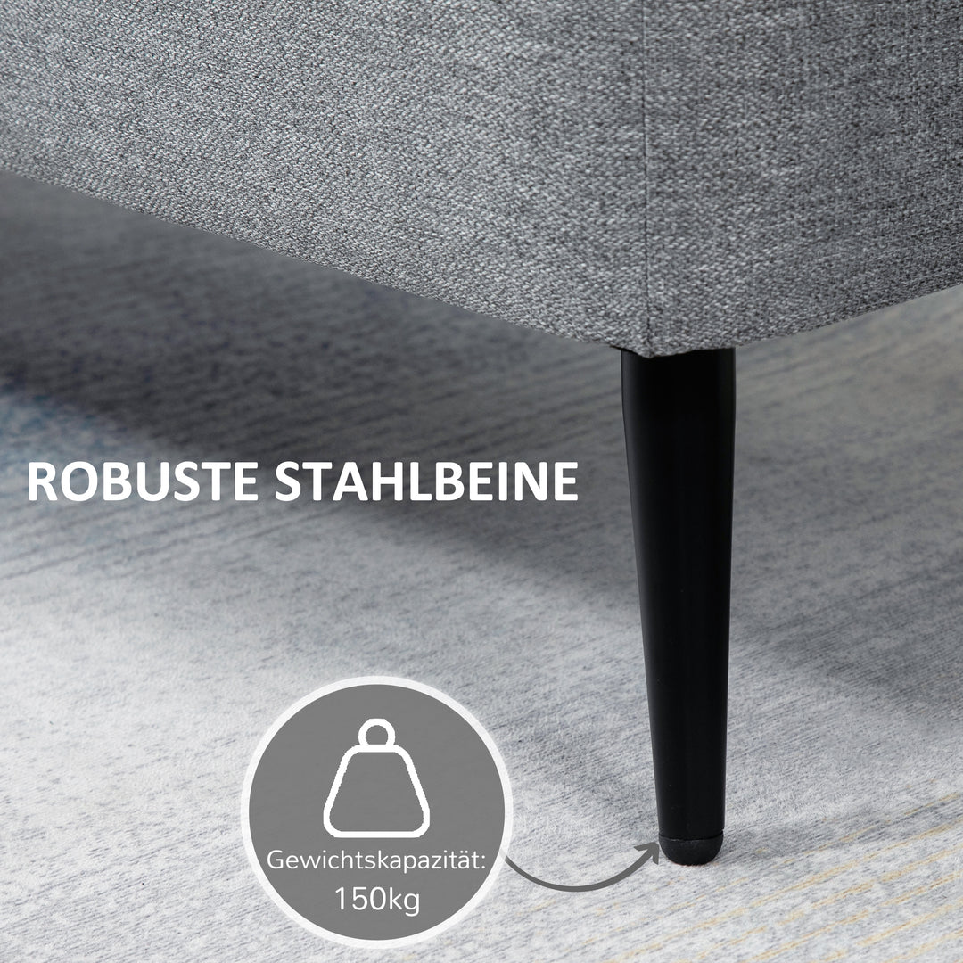 Bænk, opbevaringskommode, polstret bænk, hørlook, op til 150 kg, 101 x 38,5 x 44,5 cm, grå
