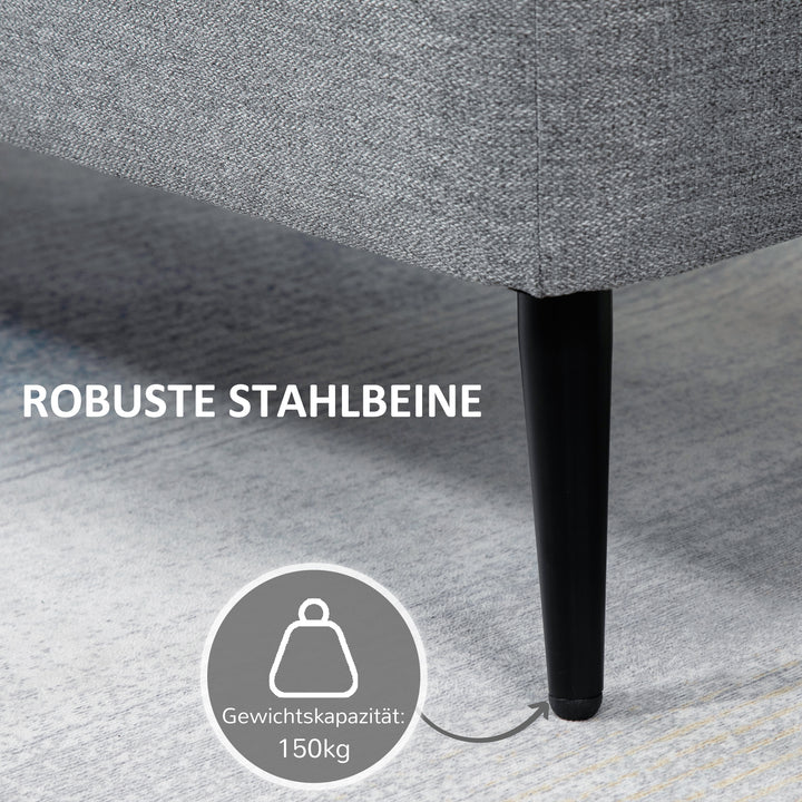 Bænk, opbevaringskommode, polstret bænk, hørlook, op til 150 kg, 101 x 38,5 x 44,5 cm, grå