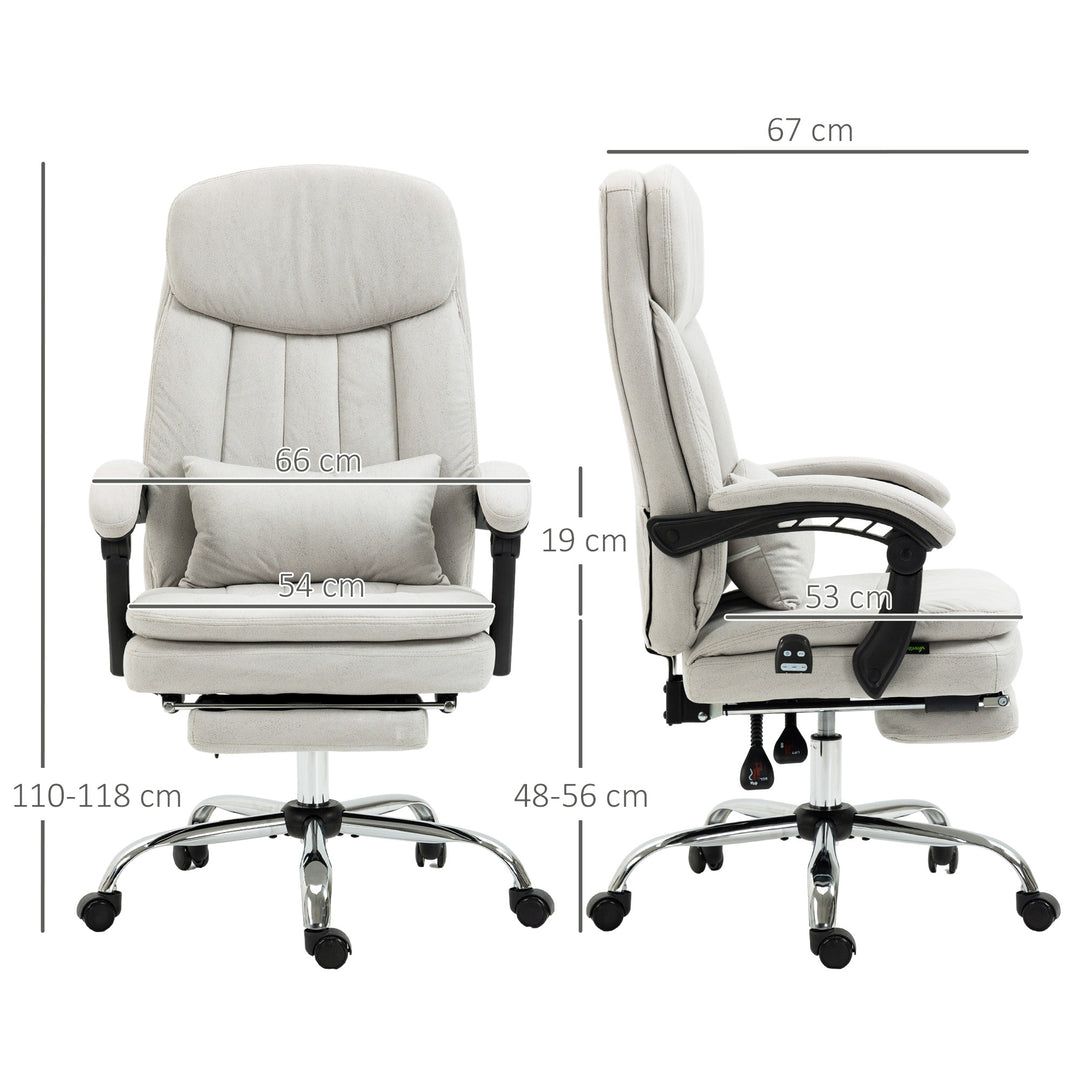 Kontorstol med massage- og varmefunktion, ergonomisk, 66x67x110-118cm, cremehvid
