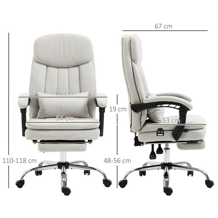Kontorstol med massage- og varmefunktion, ergonomisk, 66x67x110-118cm, cremehvid