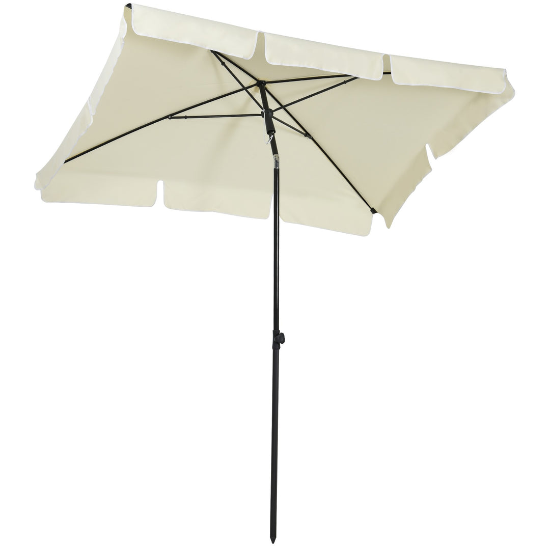 Parasol, strandparasol, haveparasol, balkonparasol, solskærm, foldbar, cremehvid