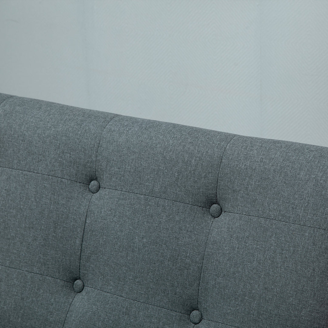 2-Personers sofa, sofa med armlæn, ryghynde, stuesofa med linnedlook, polstret sofa til stue, soveværelse 115 x 66,5 x 73 cm, mørkegrå