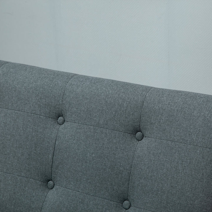 2-Personers sofa, sofa med armlæn, ryghynde, stuesofa med linnedlook, polstret sofa til stue, soveværelse 115 x 66,5 x 73 cm, mørkegrå