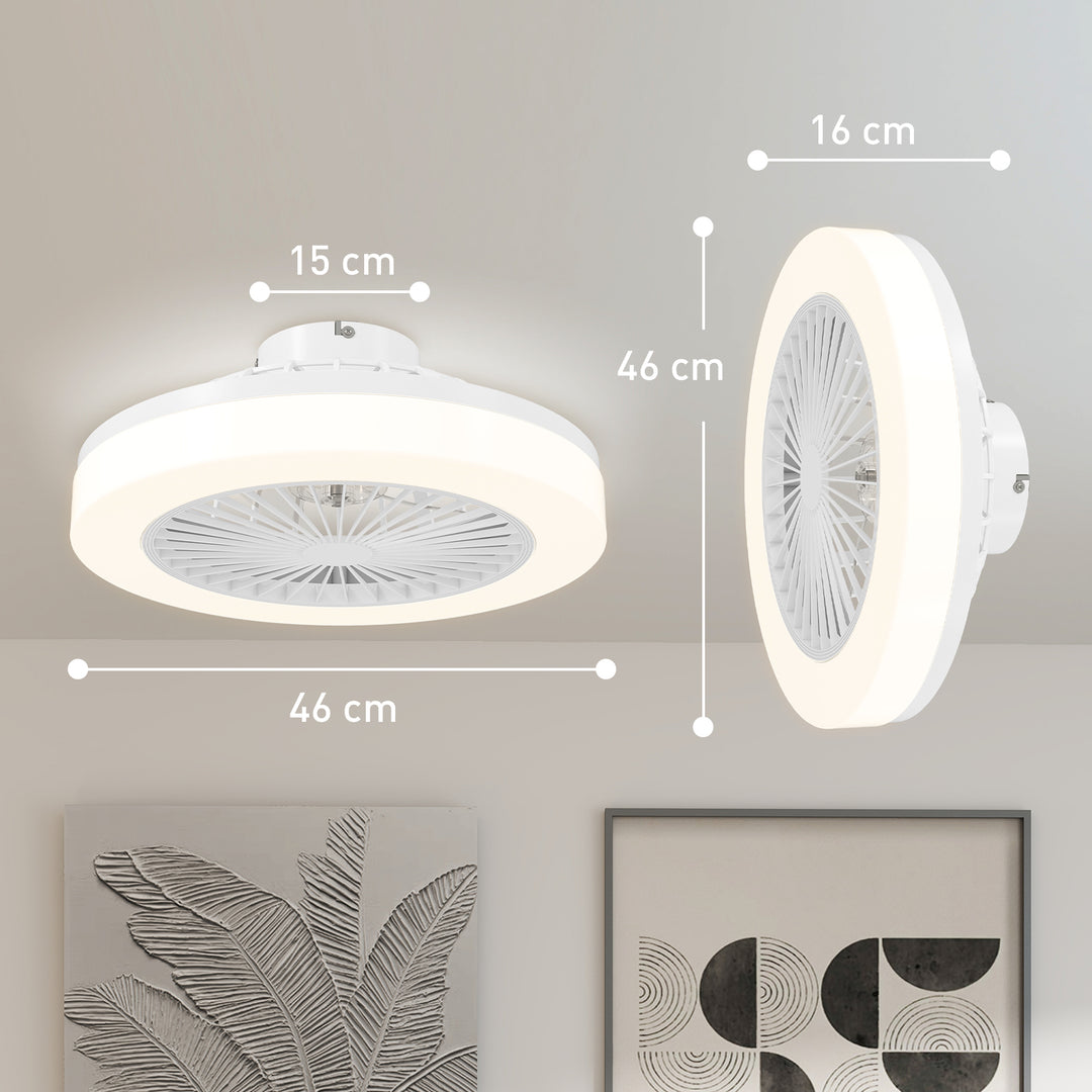 Loftventilator med LED-lys, 6 hastigheder, fjernbetjening, hvid