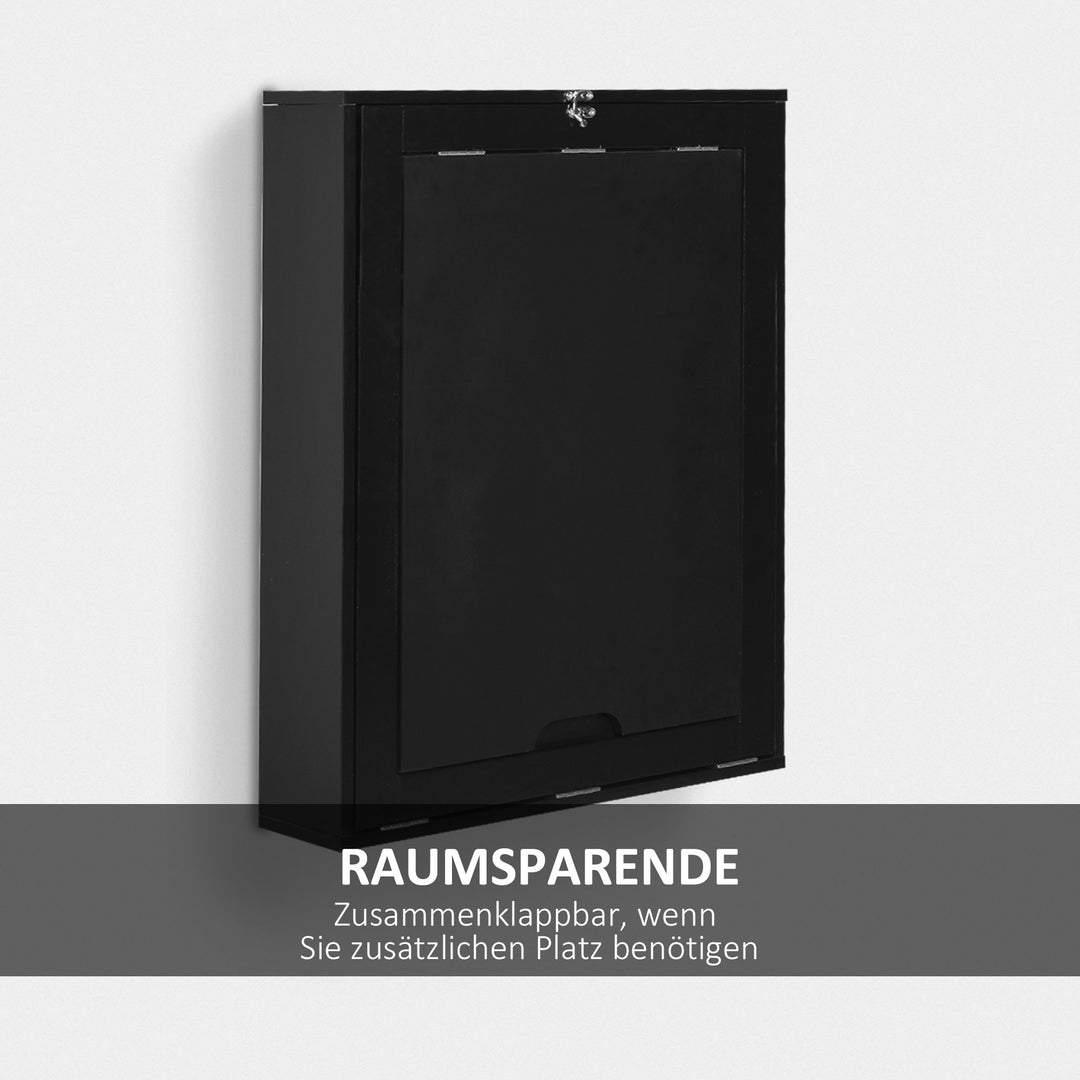 Vægklapbord, inklusive skrivebræt, 60 cm x 94,5 cm x 147 cm, sort