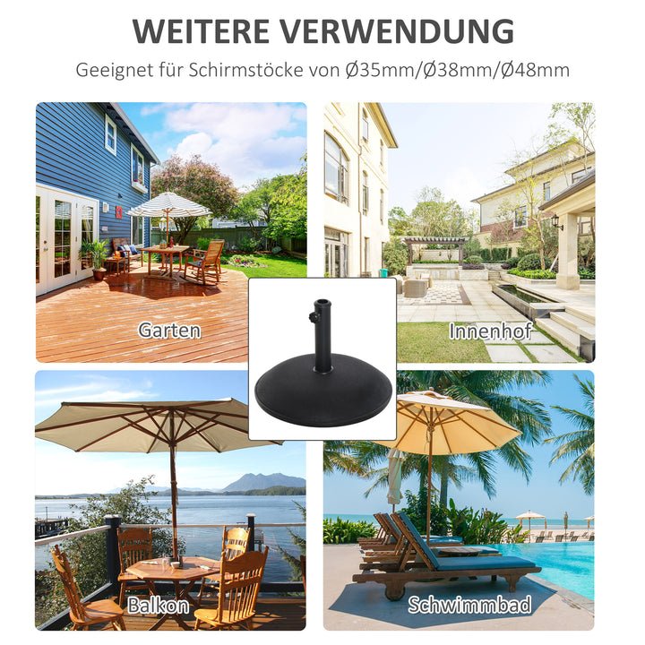 Paraplystativ, parasolstativ, 3 adaptere, justerbar, cement, 25 kg, sort