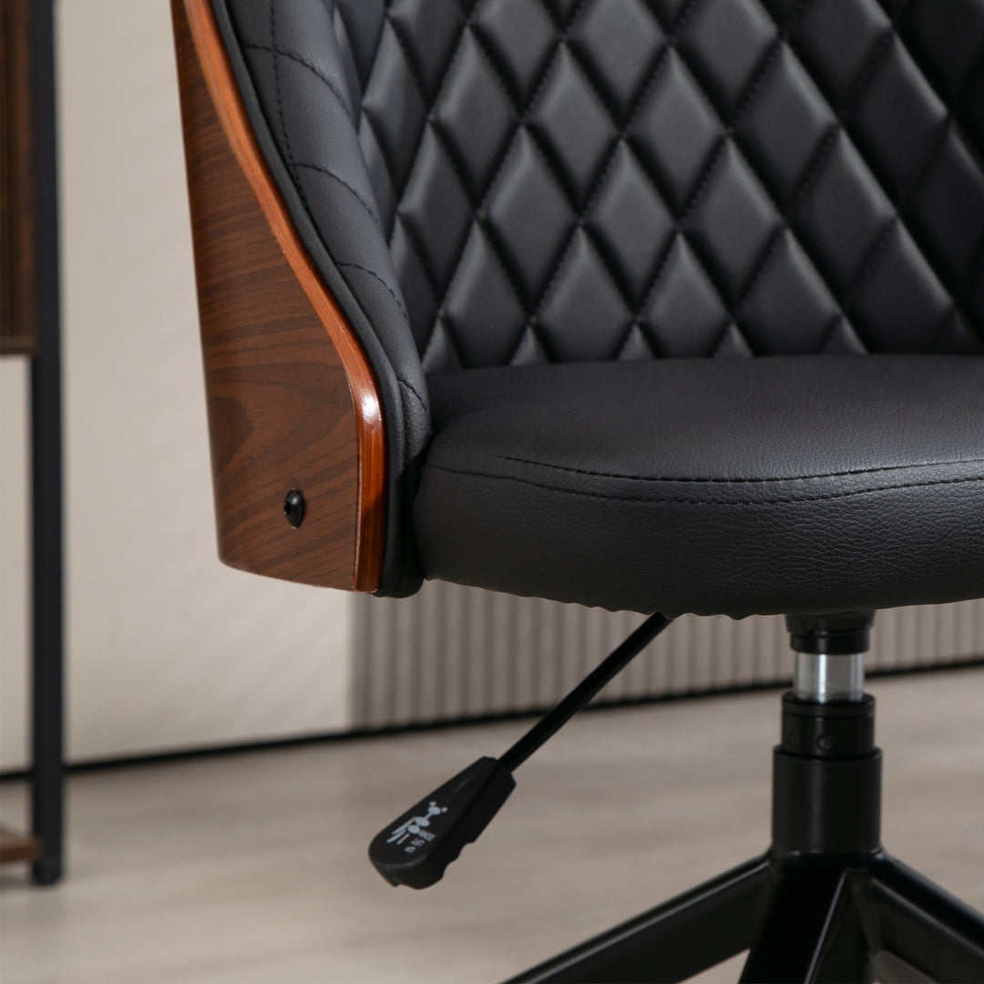 Kontorstol, skrivebordsstol, drejestol, hjemmekontorstol, højdejusterbar, ergonomisk, 360° drejelige hjul, pu-skum, sort, 48,5 x 54,5 x 81-87 cm