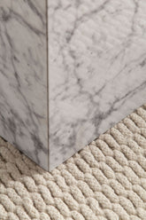 Sofabordssæt MONOBLOC i hvid højglans med marmorlook - 2 borde
