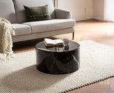 Sofabord MONOBLOC i sort højglans med marmorlook - rundt