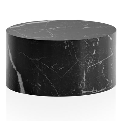 Sofabord MONOBLOC i sort højglans med marmorlook - rundt