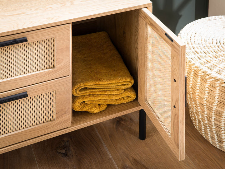 Håndvaskeskab / underskab i egetræslook 60x60x40 cm med dør og skuffer