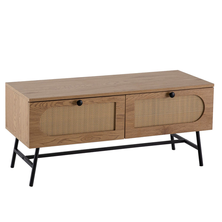 Smukt tv-bord / lav kommode, rattanflet, 100x45x40 cm, naturfarvet