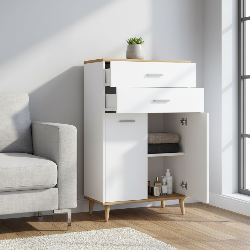 Kommode, 97 x 60 x 28 cm, hvid