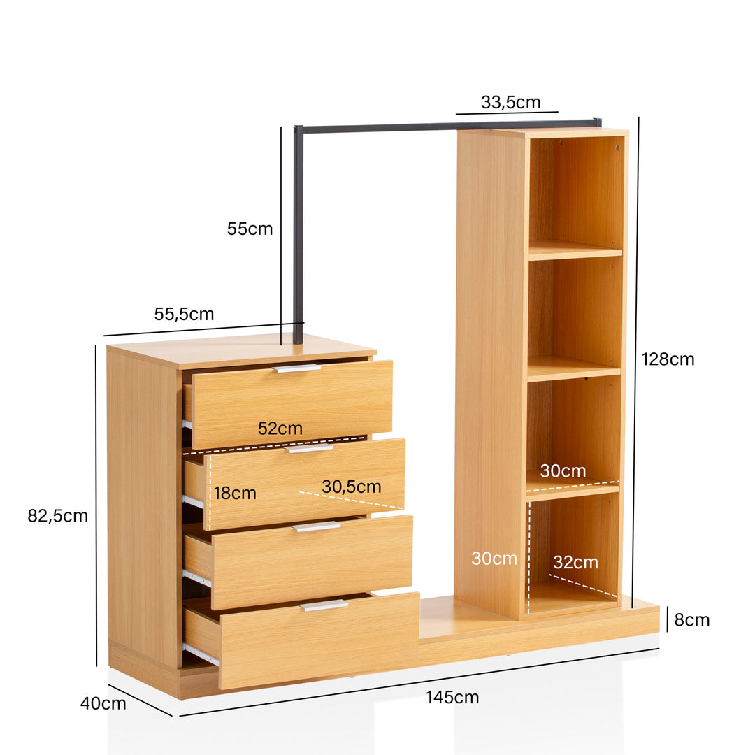 Garderobe i egedekor - 145x136x40 cm