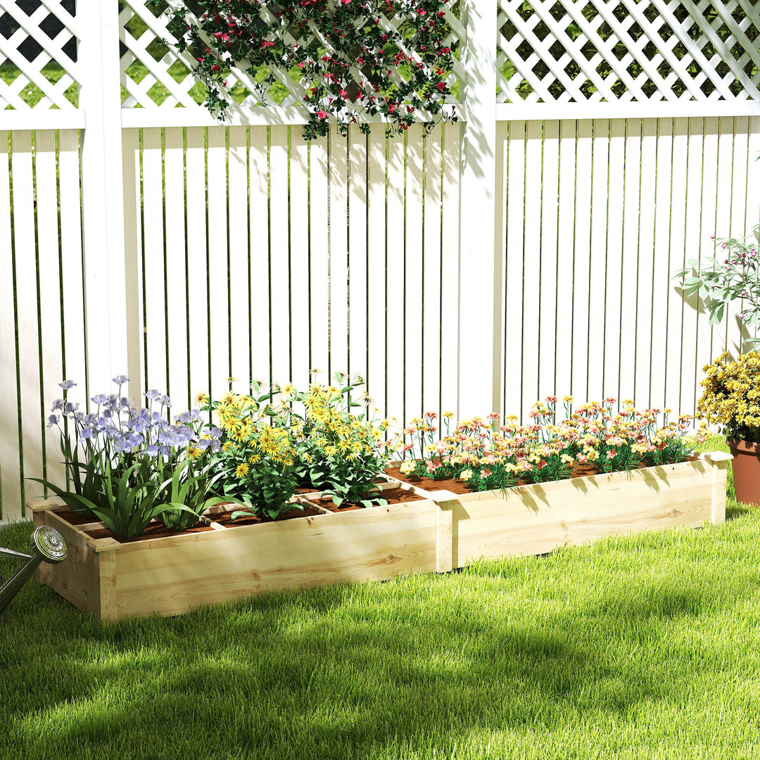 Højbed, plantekasse, 2-delt, åben bund, ramme af naturtræ, nem montering, 237 x 60 x 25 cm