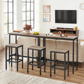 Barbord, smalt rektangulært barbord, køkkenbord, pub-spisebord, stålramme, 100 x 40 x 90 cm, nem montering, industrielt, greige og sort