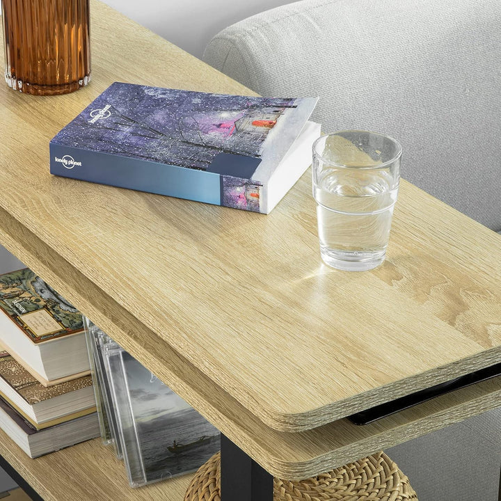 Skrivebord med roterende sidebord, B133 x D30 x H69 cm, industriel stil, naturfarvet