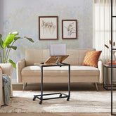 Sofabord, sidebord med vippeplade, nem montering, L55 x B35 x H66 cm, rustik, brun og sort