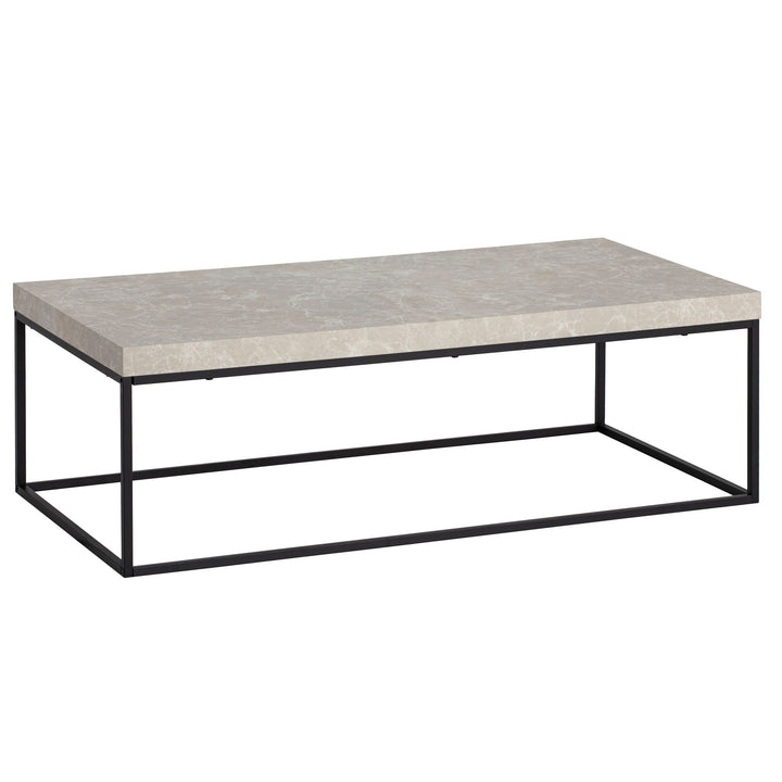 sofabord 120x60x38 cm sandfarvet sofabord i stenlook