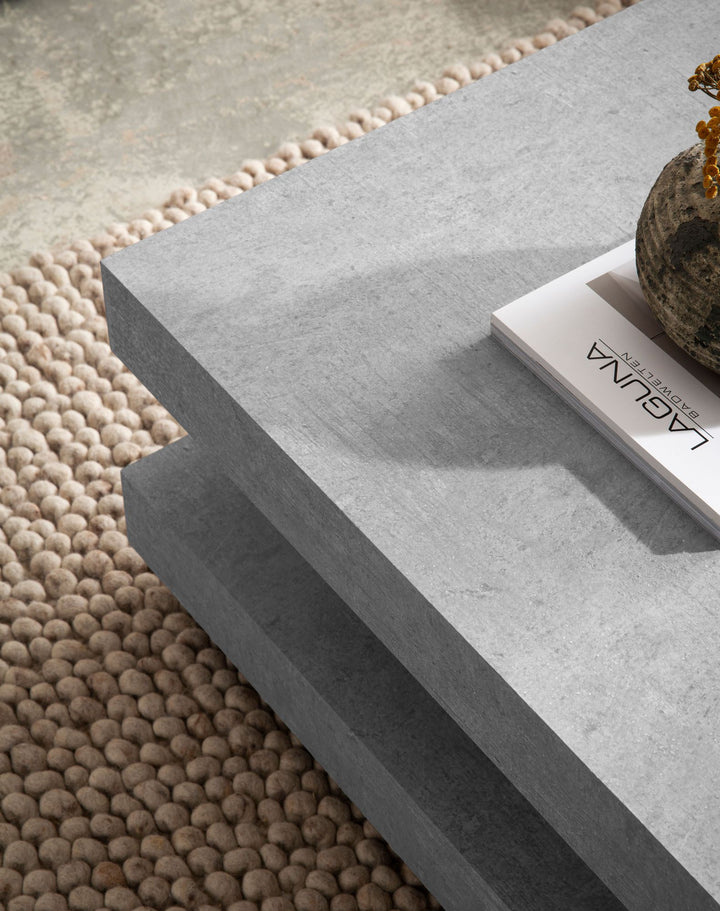 Sofabord 60x60x34 cm Gråt sofabord i betonlook Moderne designer stuebord med opbevaring Firkantet, loungebord Lille, sofabord