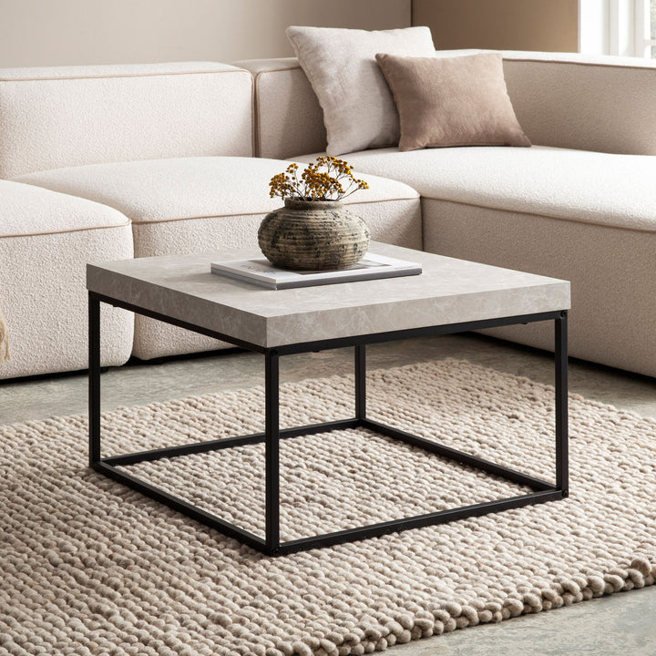 sofabord 120x60x38 cm sandfarvet sofabord i stenlook