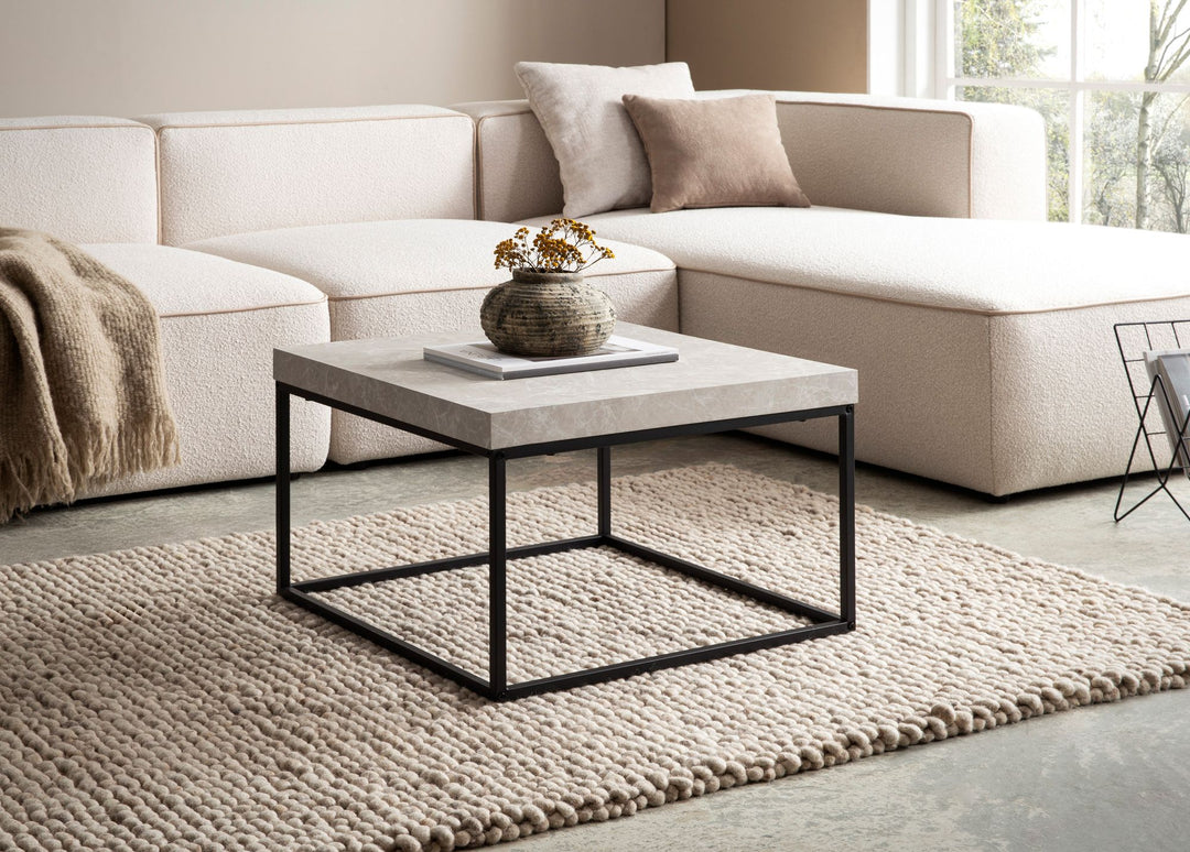 sofabord 120x60x38 cm sandfarvet sofabord i stenlook