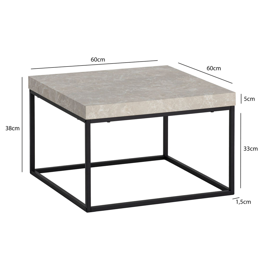 sofabord 120x60x38 cm sandfarvet sofabord i stenlook