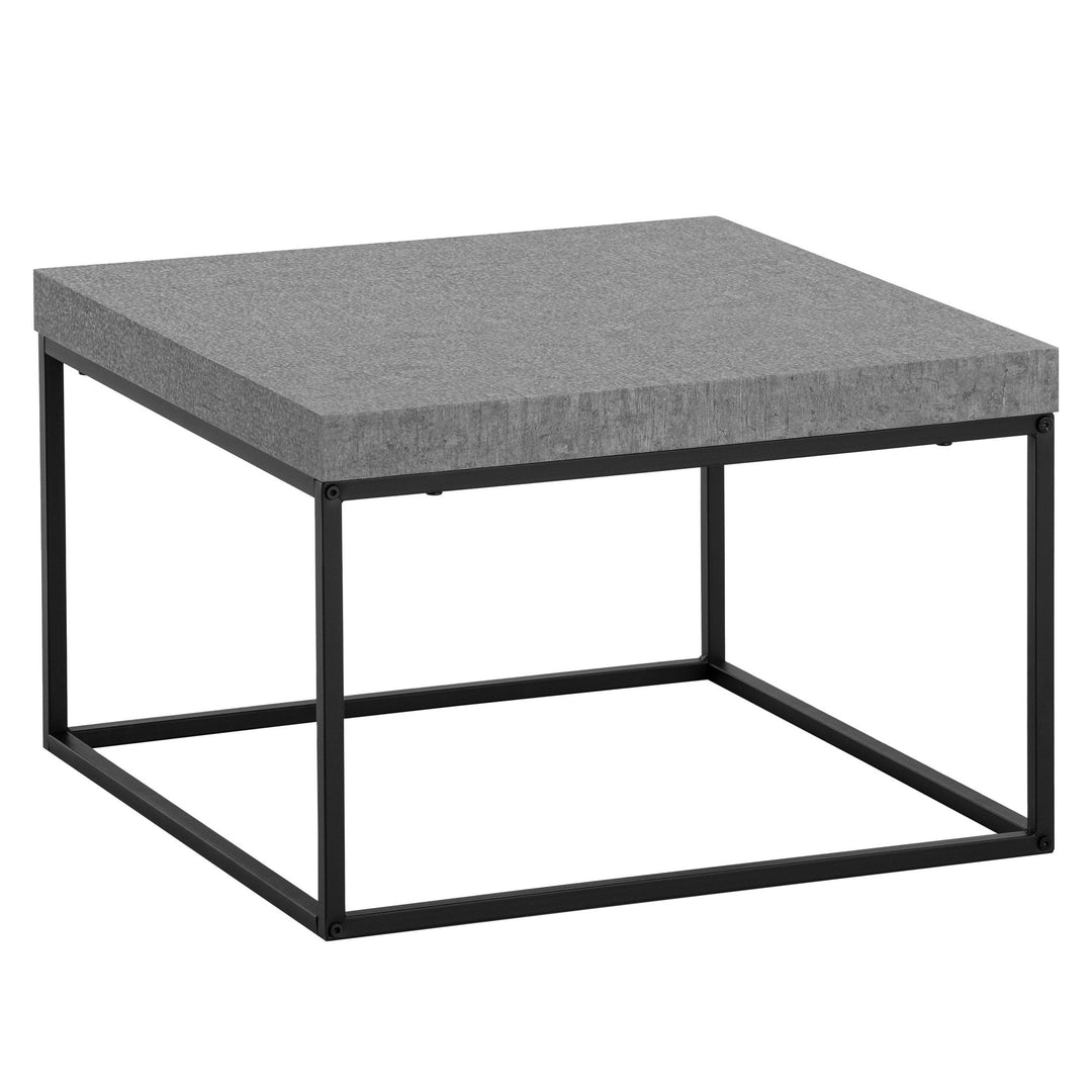 Sofabord 60x60x38 cm Gråt sofabord i betonlook Moderne designer stuebord Firkantet loungebord Lille sofabord med metalben