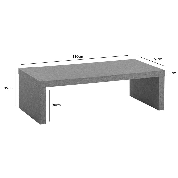 Sofabord i betonlook - 110 x 55 cm - Grå
