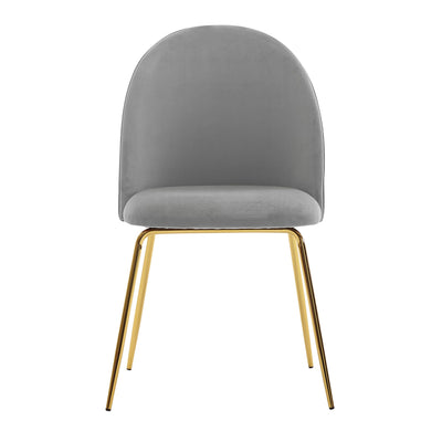 Moderne spisebordsstole i fløjl med guldfarvede ben - sæt af 2
