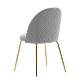 Moderne spisebordsstole i fløjl med guldfarvede ben - sæt af 2