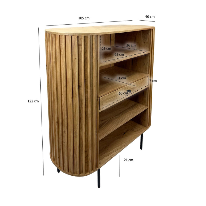 Massivt akacietræsreol 105x122 cm lameldesign, håndlavet