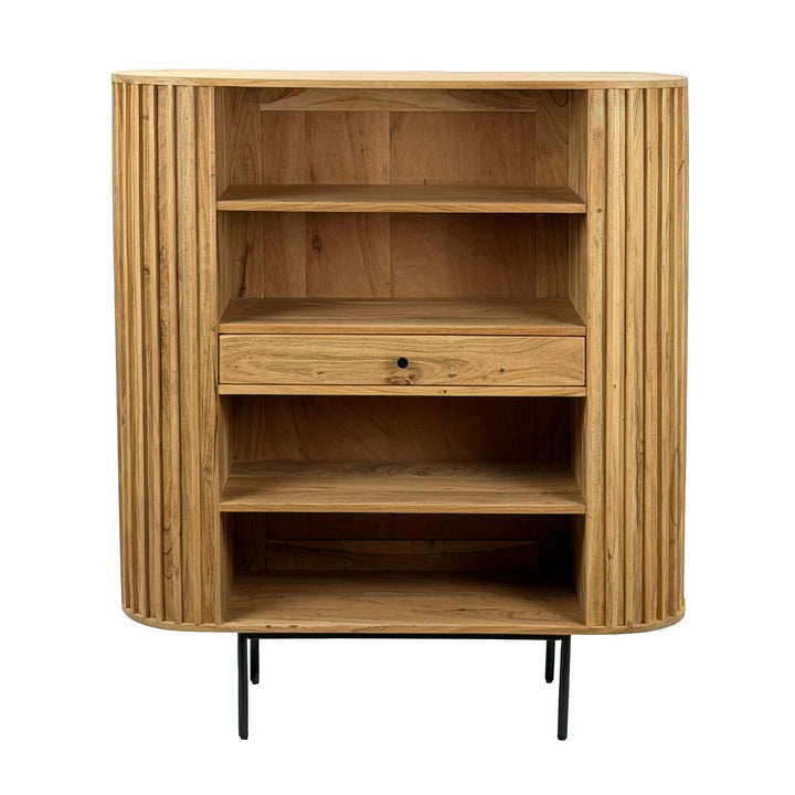 Massivt akacietræsreol 105x122 cm lameldesign, håndlavet