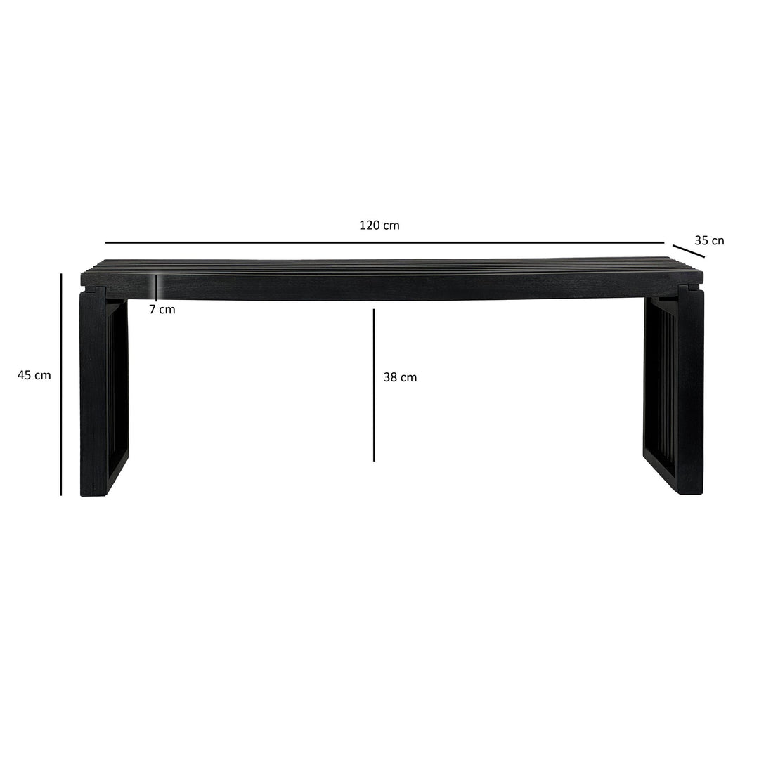 120 cm massiv akacietræsbænk, sort, moderne garderobe- og sengebænk, træbænk i entre til entré, soveværelse, stue