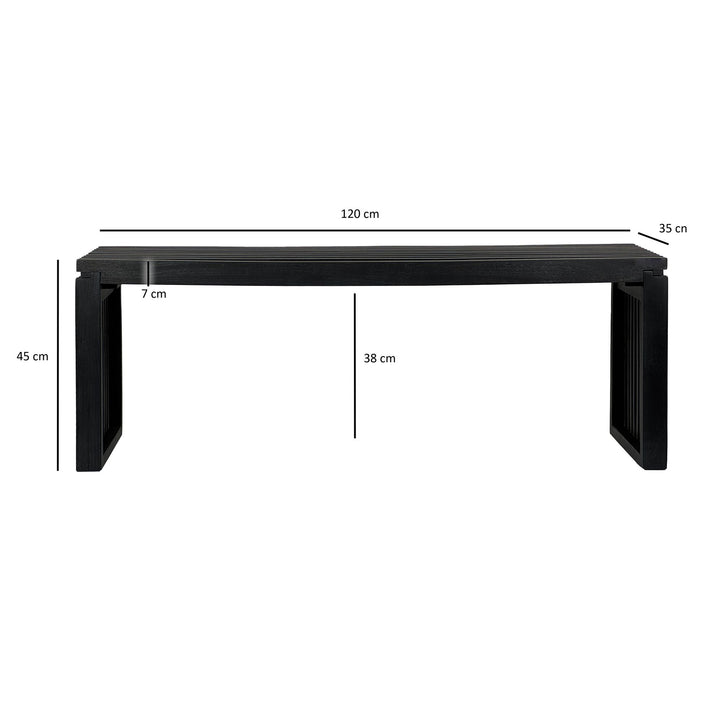 120 cm massiv akacietræsbænk, sort, moderne garderobe- og sengebænk, træbænk i entre til entré, soveværelse, stue